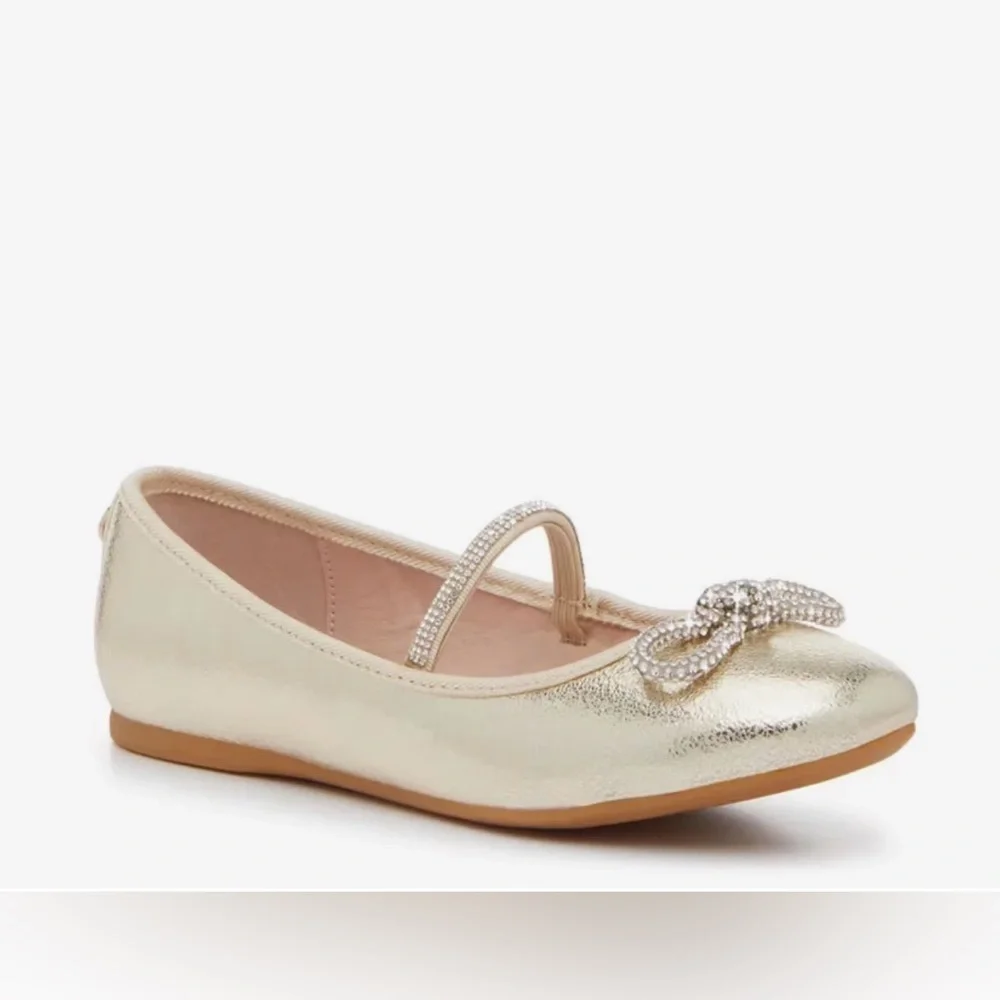 Nina Gold Kids Dress Shoes with Bow NWT
